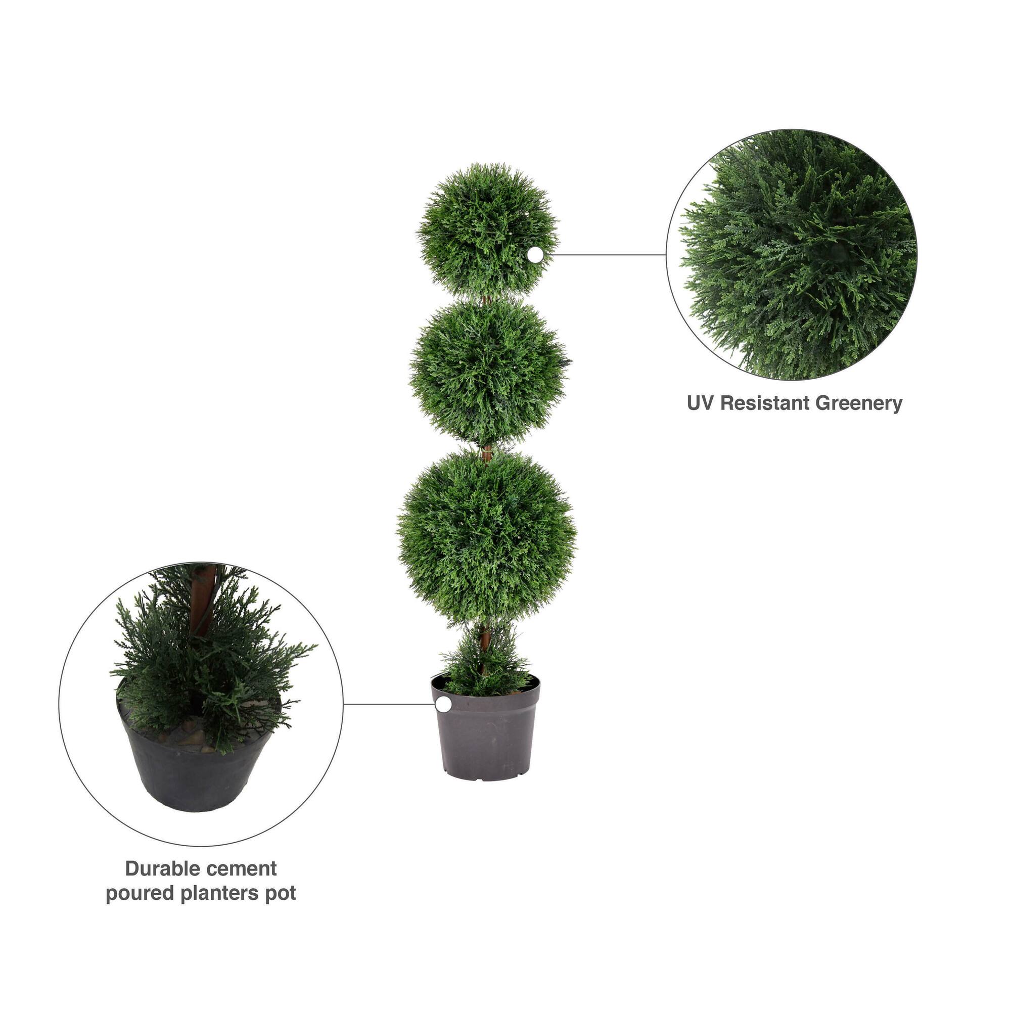 4ft. Potted Triple Ball Green Cedar Topiary